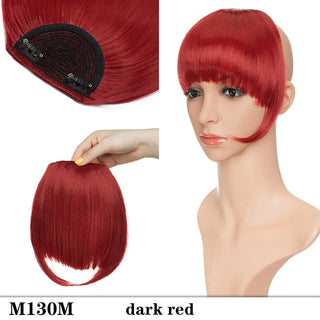 Buy dark-red HAIRRO 8&quot; Short Synthetic Bangs Heat Resistant Hairpieces Hair Women Natural Short Fake Hair Bangs Hair Clips on Bangs 24 Colors