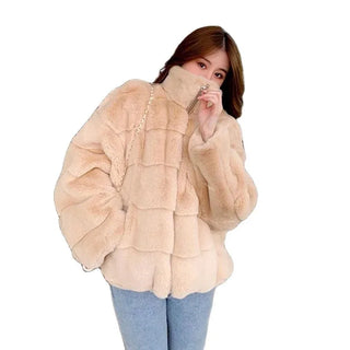 Faux Fur Coat for Women,Long Sleeve,Plush Jacket for Ladies,Korean Fashion,Artificial Mink, Fluffy Zipper Overcoats,Winter 2024