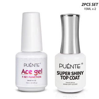 Buy ace-gel-super-top 15ML Base Gel Top Coat Set UV Gel Nail Polish Kit Nail Art Manicure Soak Off Function UV Nail Varnish Long Lasting Nail Gel