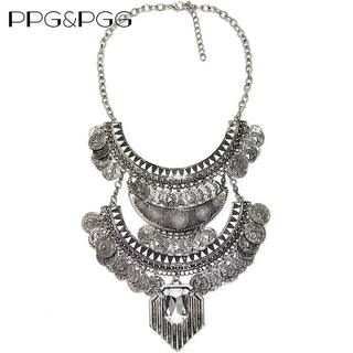 Bohemian Vintage Choker Necklace Women Indian Ethnic Statement Large Collar Necklaces Pendant Maxi Gypsy Big Choker Necklace