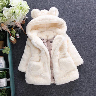 Buy az1773-white Bear Leader Girls Warm Coats 2023 New Winter Thick Faux Fur Jackets Cartoon Ear Fluffy Outerwear Long Sleeve Cute Coats 2 7Y