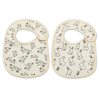 Buy rabbit 2Pcs/Set Printed Carton Baby Bib Waterproof Newborn Feeding Aprons Adjustable Toddler Bibs Burp Cloth Cotton Kids Saliva Towels