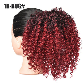 Buy 1b-bug Afro Kinky Curly Synthetic Ponytail Puff Hair Bun Ponytail Hair Extension Drawstring Short Afro Pony Tail Clip in on Hair Bun