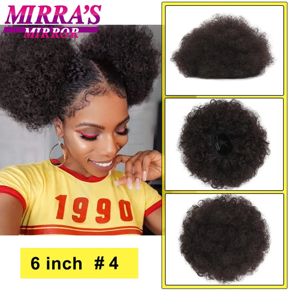 Afro Puff Drawstring Ponytail Extension Synthetic Kinky Curly Ponytail Hair Chignon Dreadlock Buns Afro Puff for Black Women