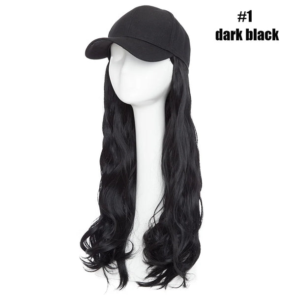 BENEHAIR Synthetic Baseball Cap With Hair Long Wavy Fake Hair Hat Wig Hair Extensions Hat With Hair Natural Hairpiece for Women