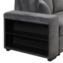 Reversible Sleeper Sectional Sofa Bed With Side Shelf and 2 Stools,Pull-Out L-Shaped Sofa Bed,Corner Sofa-Bed With Stora