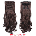 Clip in Hair Extension 20Inch 16 Clips Long Synthetic Hair Heat Resistant Hairpiece Natural Wavy Ombre Hair Piece 6Pcs/Set LIHUI