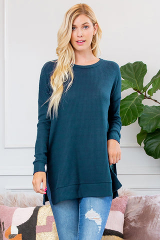 Buy teal Brushed Thermal Waffle Sweater