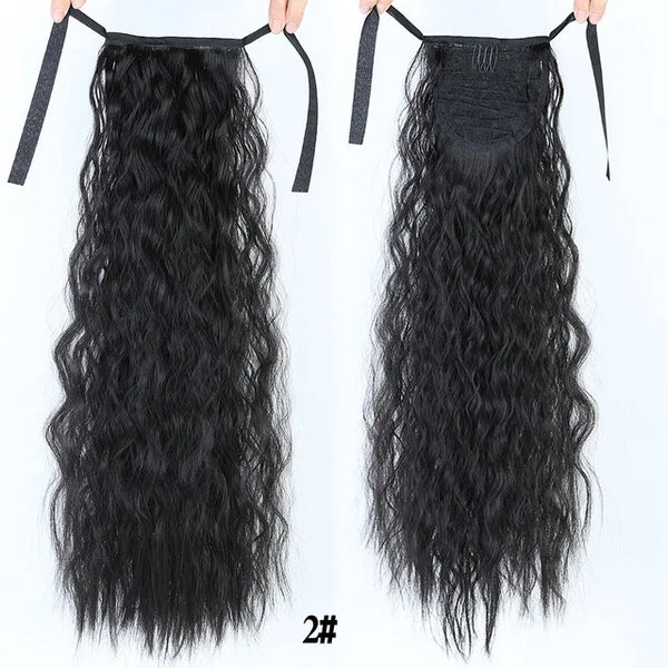 LUPU Synthetic Drawstring Ponytail 18 Inches Long Afro Curly Hair Extensions Hairpieces Pony Tail Fake Hair Heat Resistant