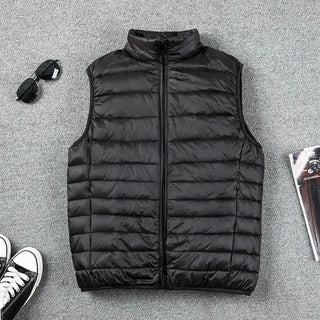 Buy black Coat Ultralight Sleeveless Puffer Vest Jacket Ultra Thin Warm Lightweight Down Jacket Waistcoat Winter Men Duck Down Vest Coats