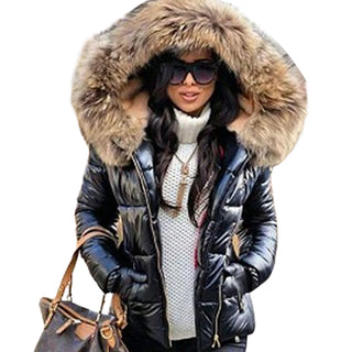 Buy black-2 Coats Women Jackets Autumn Winter Faux Fur Hood Zipper Warm Women Coat Outdoor Parka Outerwear Women&#39;s Clothing женская куртка