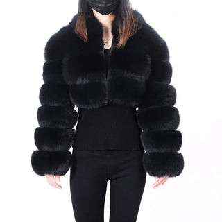 Buy black MAOMAOKONG 2023 Trend New Real Fur Coat Natural Fox Fur Women&#39;s Winter Coats Short Jackets Female Clothing Vests Fashion