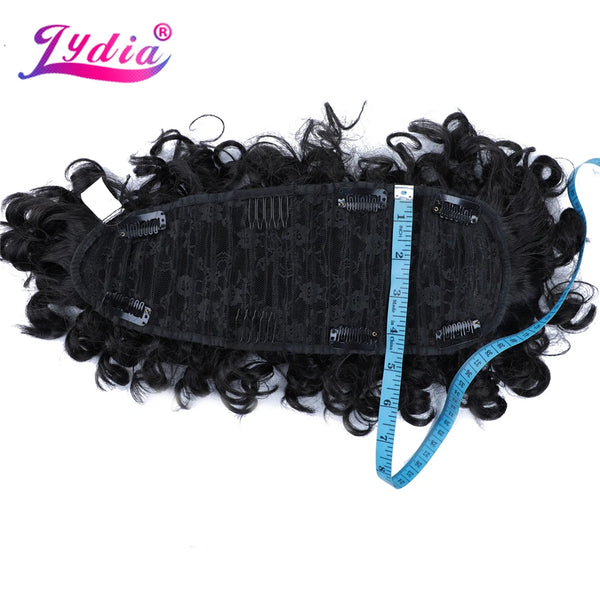 Lydia Synthetic High Puff Afro Short Curly Middle-Part Wig Clips in Hair Extension African American 90g/Pcs Hairpiece Chignon