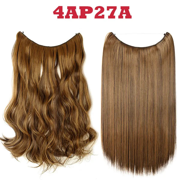 HAIRRO 20 Inches Wave Hair Extensions No Clip in Ombre Blonde Black Hair Synthetic Natural Hidden Secret False Hair Piece