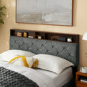 Queen Size Bed Frame, Shelf Upholstered Headboard, Platform Bed With Outlet & USB Ports, Wood Legs, No Box Spring Needed