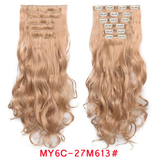 Buy my6c-27m613 16 Clips Clip in Hair Extension Long Synthetic Hair Heat Resistant Hairpiece Natural Wavy Ombre Hair Piece 6Pcs/Set 20Inch LIHUI