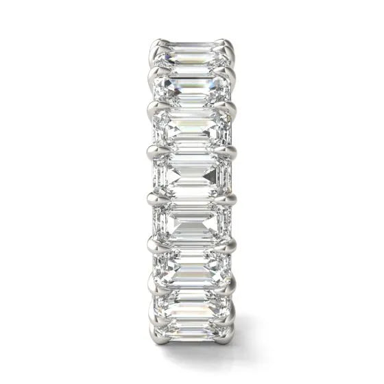 6 1/4 CTW Emerald Lab Grown Diamond Couture Classic Eternity Ring 14K White Gold (G-Vs)