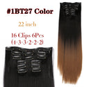 Leeons 16Clips Long Straight Synthetic Clip on Hair Extensions Cheveux Clip Naturel High Temperature Fiber Black Brown Hairpiece