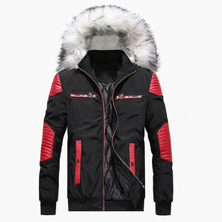 Buy red 2024 Winter Warm Gradient Parkas Men Women Streetwear Thick Jackets Coat Fashion Harajuku Hoody Fur Collar Coats