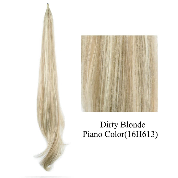 Soowee Long Layered Ponytail Synthetic Hair Extension Blonde Pony Tail Flexible Hair Ponytails Hairpieces