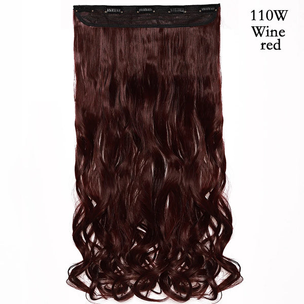 S-Noilite Synthetic 47Color 24Inch Long Wavy Women Clip in One Piece Hair Extensions Black Brown Fake Clip Hairpiece for Women