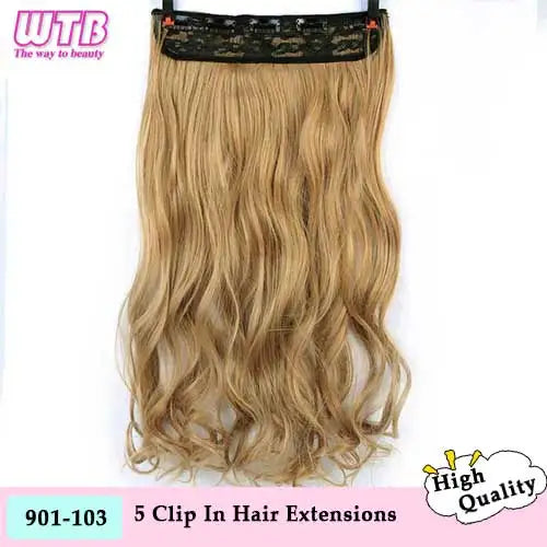 WTB Synthetic 60cm Long Wavy 5 Clip in One Pieces Hair Extensions High Tempreture Fiber Black Brown for Women Hairpieces