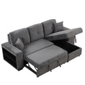 Reversible Sleeper Sectional Sofa Bed With Side Shelf and 2 Stools,Pull-Out L-Shaped Sofa Bed,Corner Sofa-Bed With Stora