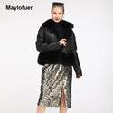 2019 Luxury Women's Real Fur Coat Thick Lamb Wool Fur Jacket Long Sheep Shearling Female Jackets Winter With Fox Coats