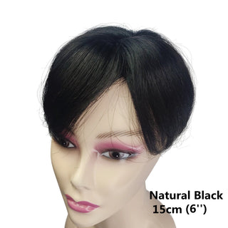 Buy b27-natural-black Clip in Natural Human Hair Topper Bangs Fringe Hair Pieces Middle Part Brazilian Extension for Women Hair Volume 10inch Non-Remy