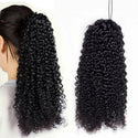 Aliballad Kinky Curly Drawstring Ponytail Human Hair Brazilian Afro Clip in Extensions for Black Women Remy 150g 4 Combs