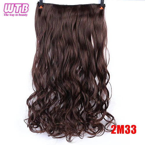 WTB Synthetic Long Straight 5 Clip in Hair Extensions 3/4 Full Head Hairpieces Natural Black to Grey Ombre Two Tones Fake Hair