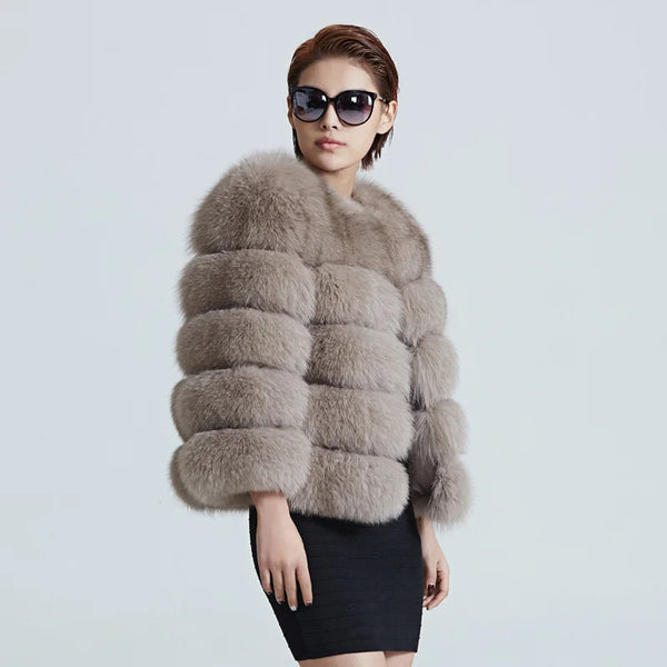 ZIRUNKING Women Warm Real Fox Fur Coat Short Winter Fur Jacket Outerwear Natural Blue Fox Fur Coats Female Fashion Outfit ZC1636