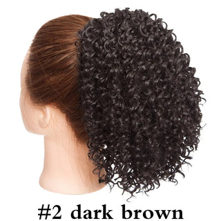 Buy dark-brown HAIRRO Drawstring Puff Ponytail Afro Kinky Curly Hair Extension Synthetic Clip in Pony Tail African American Hair Extension