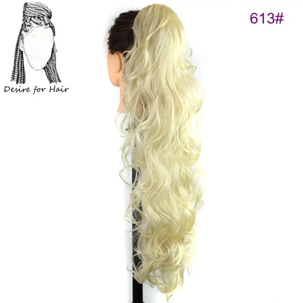 Desire for Hair 30 Inch Long Curly Claw Clip Ponytail Heat Resistant Synthetic Hairpieces Fake Hair Extensions