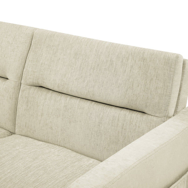 Loveseats Sofa Bed With Pull-Out Bed,Adjsutable Back and Two Arm Pocket,Beige (54.5"x33"x31.5")