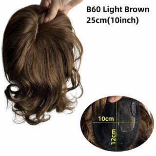 Buy b60-light-brown Clip in Natural Human Hair Topper Bangs Fringe Hair Pieces Middle Part Brazilian Extension for Women Hair Volume 10inch Non-Remy