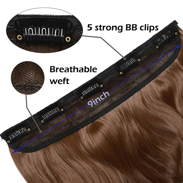 S-Noilite Synthetic 47Color 24Inch Long Wavy Women Clip in One Piece Hair Extensions Black Brown Fake Clip Hairpiece for Women