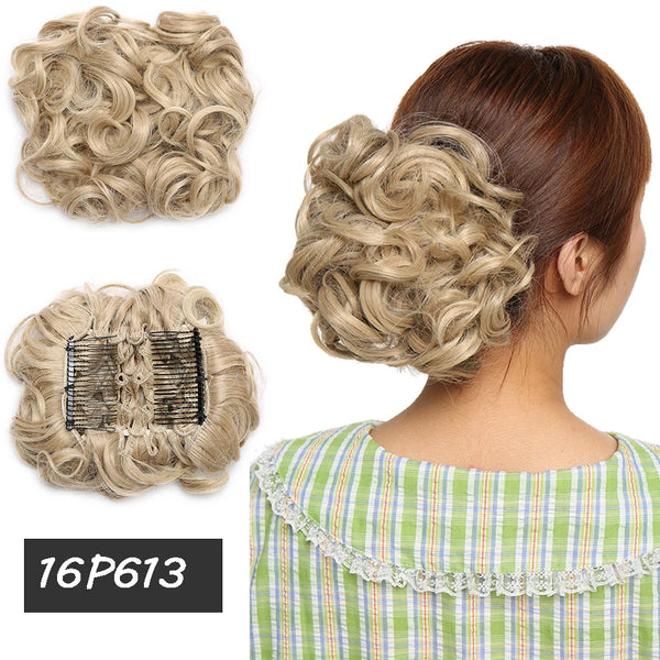 BENEHAIR Synthetic Scrunchy Hair Bun Messy Hair Bun Curly Chignon Hairpiece for Women Hair Combs Clip in Hair Extension Updo