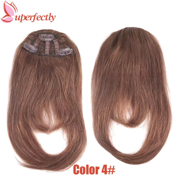 Human Hair Bangs 3 Clips Blunt Cut Straight European Remy Hair Fringe Clip in Hair Extensions 8 Inch 20G Neat Bang Hairpieces