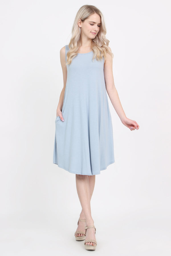 Sleeveless Pocket Swing Dress