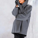 2021 Women Shawl Collar Fleece Coat Elegant Blend Coats Long Sleeves Coat Outerwear Jackets Solid Color Streetwear