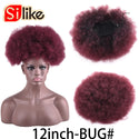 Silike Synthetic Short Afro Puff Hair Bun High Temperature Drawstring Warp Pony Tail Clip in Hair Extension Kinky Curly Hair Bun