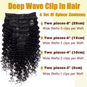 Deep Wave Clip Ins Human Hair Extensions for Women 8Pcs Extensions Real Human Hair Curly Thick to Ends With 120g/Set