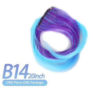 Buy b14 AIYEE Hair Extensions Pure RainBow Hairpiece Clip in Hair Piece Synthetic Long Straight Ombre Pink Red Rainbow Hair Piece