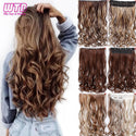 WTB Synthetic 60cm Long Wavy 5 Clip in One Pieces Hair Extensions High Tempreture Fiber Black Brown for Women Hairpieces