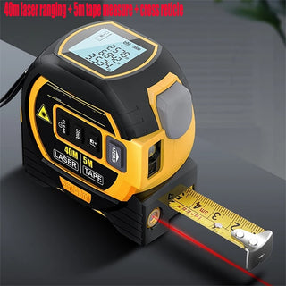 Buy 40m-laser-yellow 3 in 1 Laser Tape Measure Rangefinder Infrared High-Precision Intelligent Electronic Ruler Cross Line Measuring Instrument Level