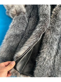 ZADORIN New Luxury Faux Silver Fox Fur Coat Women Hooded Front Zipper Furry Warm Winter Faux Fur Jacket Office Lady Fur Coats