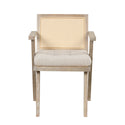 Mid-Century Accent Chair With Handcrafted Rattan Backrest and Padded Seat for Leisure, Bedroom, Kitchen, Living Room, En