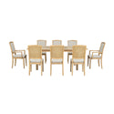 Rustic Extendable 84inch Dining Table Set With 24inch Removable Leaf , 6 Upholstered Armless Dining Chairs and 2 Padded