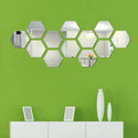 24pcs Mirror Wall Sticker 46*40*23mm Hexagon Acrylic Bathroom Mirror Wall Sticker for Household Decoration Supplies